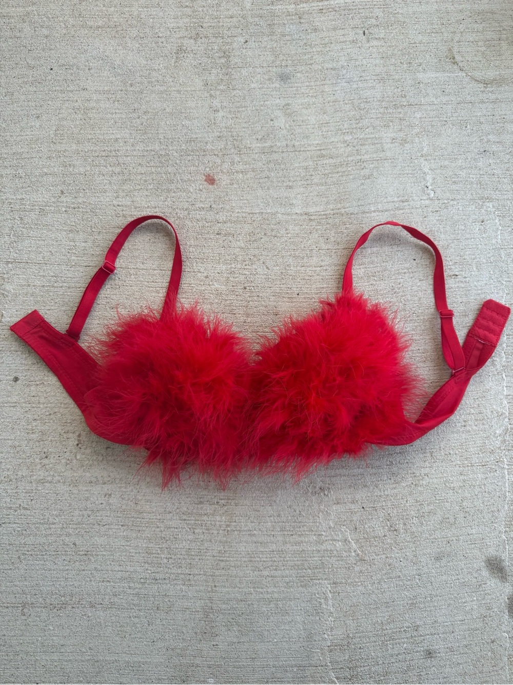 Lydia Red Furry Bra